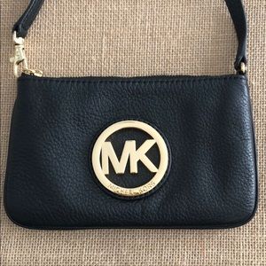 Black Michael Kors Pebbled Wristlet